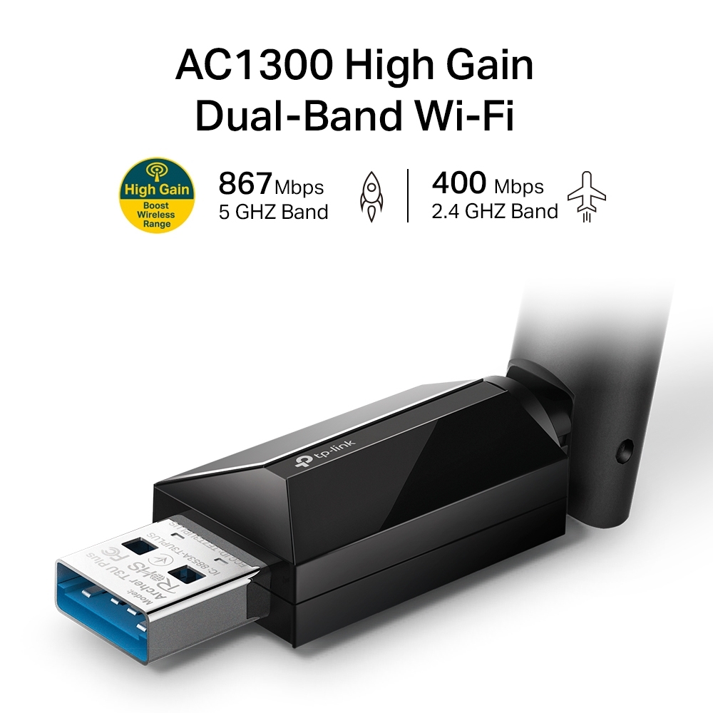 Versterken doolhof moe TP-LINK AC1300 High Gain Wireless Dual Band USB Adapter (Archer T3U Plus) -  The source for WiFi products at best prices in Europe - wifi-stock.com