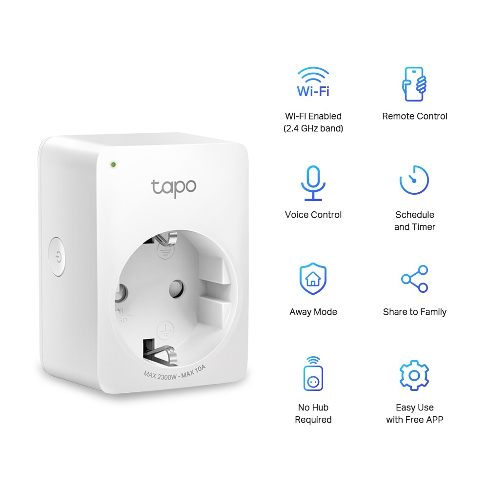 TP-LINK Mini Smart Wi-Fi Socket (10A), Tapo P100 (TapoP100) - The source  for WiFi products at best prices in Europe 