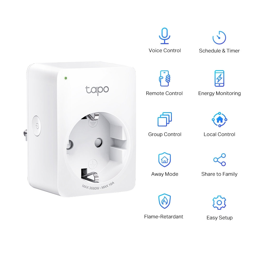 TP-LINK Mini Smart Wi-Fi Socket (16A) with Energy Monitoring, Tapo P110  (TapoP110)