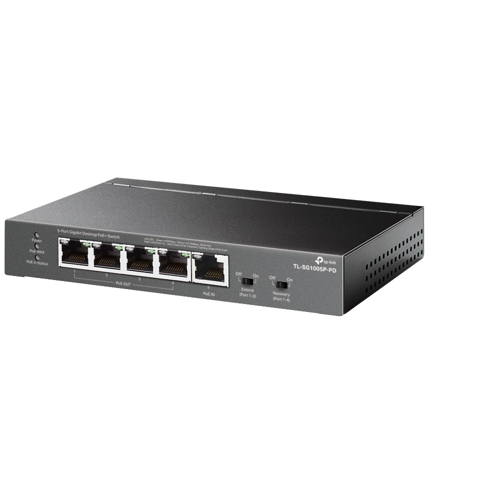 TP-LINK 5-Port Gigabit Desktop PoE+ Switch with 1-Port PoE++ In and 4-Port  PoE+Out (TL-SG1005P-PD)