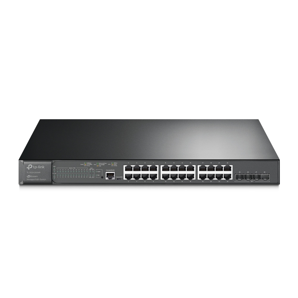TP-LINK JetStream 24-Port Gigabit and 4-Port 10GE SFP+ L2+ Managed Switch  with 24-Port PoE+ (TL-SG3428XMP) - The source for WiFi products at best  prices in Europe 